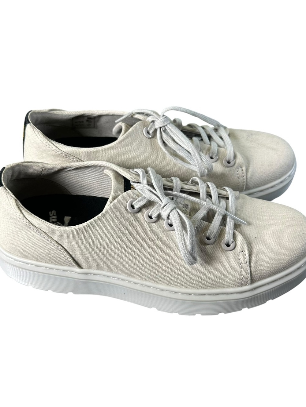 Dr Martens Dante Womens Sz 8 Mens Sz 7 White Lt Gray Canvas Chunky Shoes Lace Up